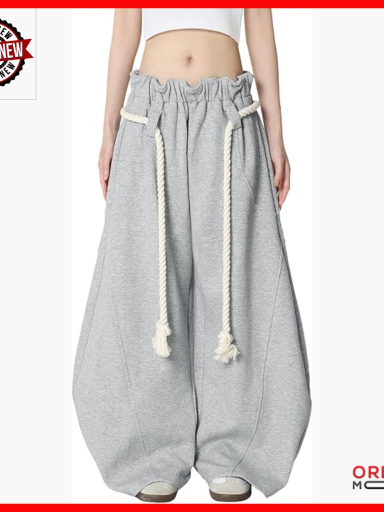Super Baggy Barrel Sweatpants Wide Leg Elastic Waist Lantern Trouser Pants